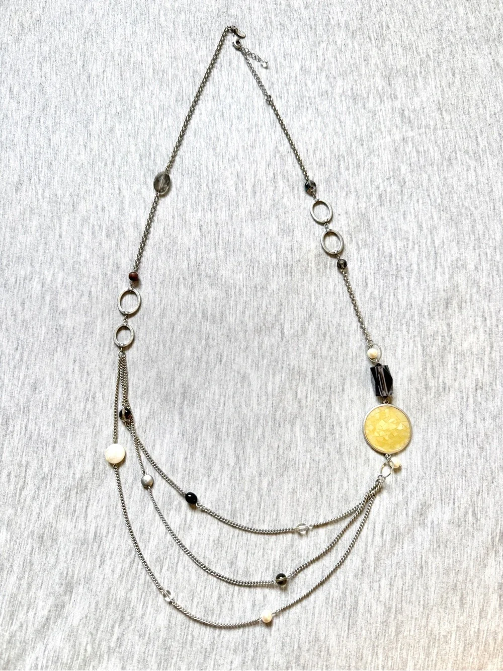 Y2K Lia Sophia Silver Tone Beaded Layered Necklace